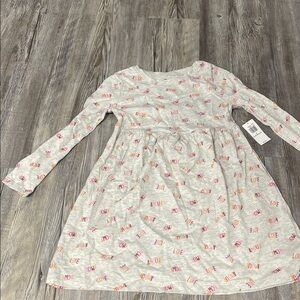 Old Navy Gray Long Sleeve Dress with Colorful Print